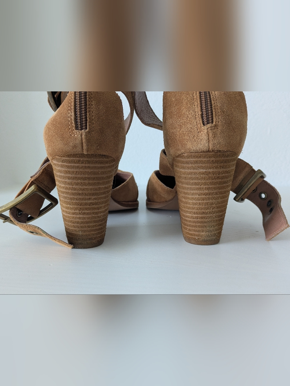Free People Hendrix Suede Pointed-Toe Ankle Strap Heels in Brown - Picture 2 of 5